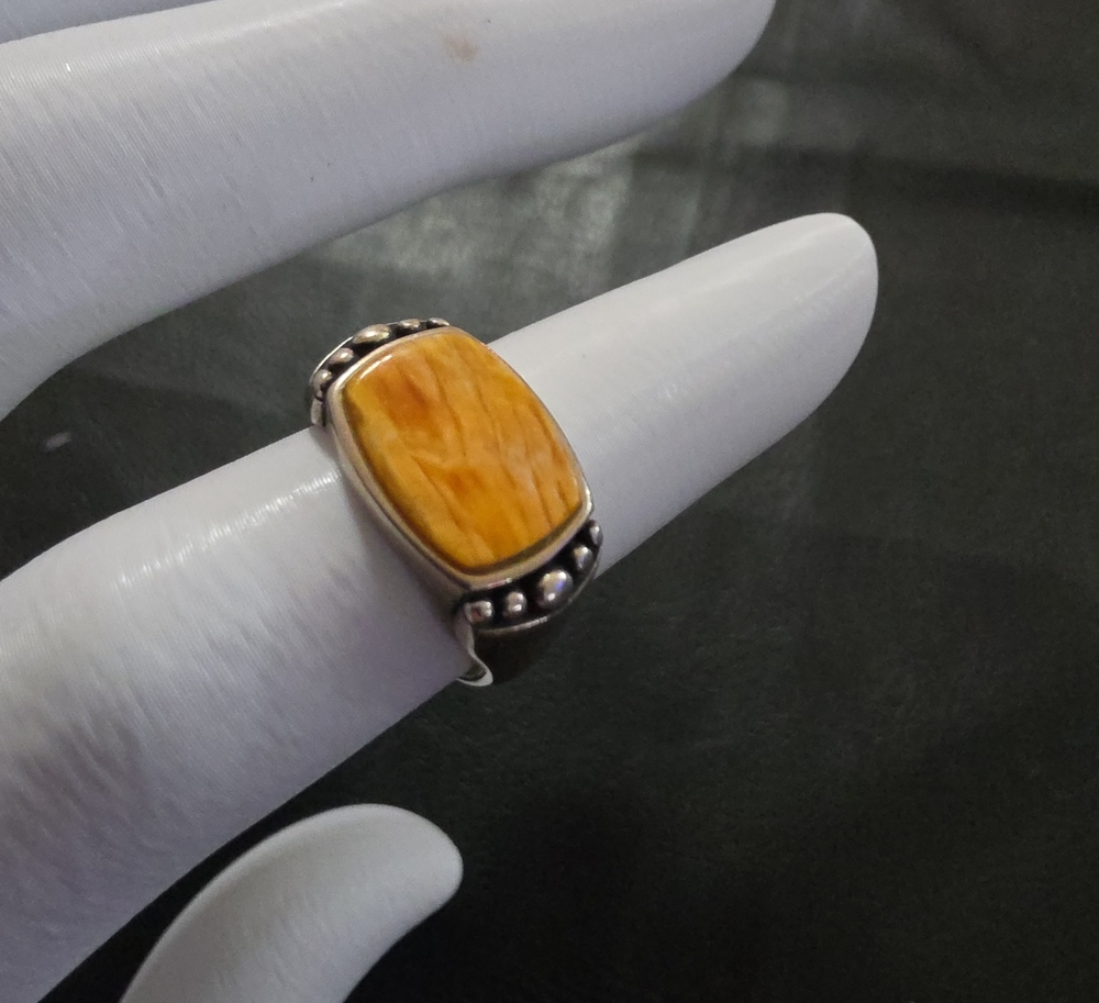 Sterling Silver Yellow Amber Statement Ring